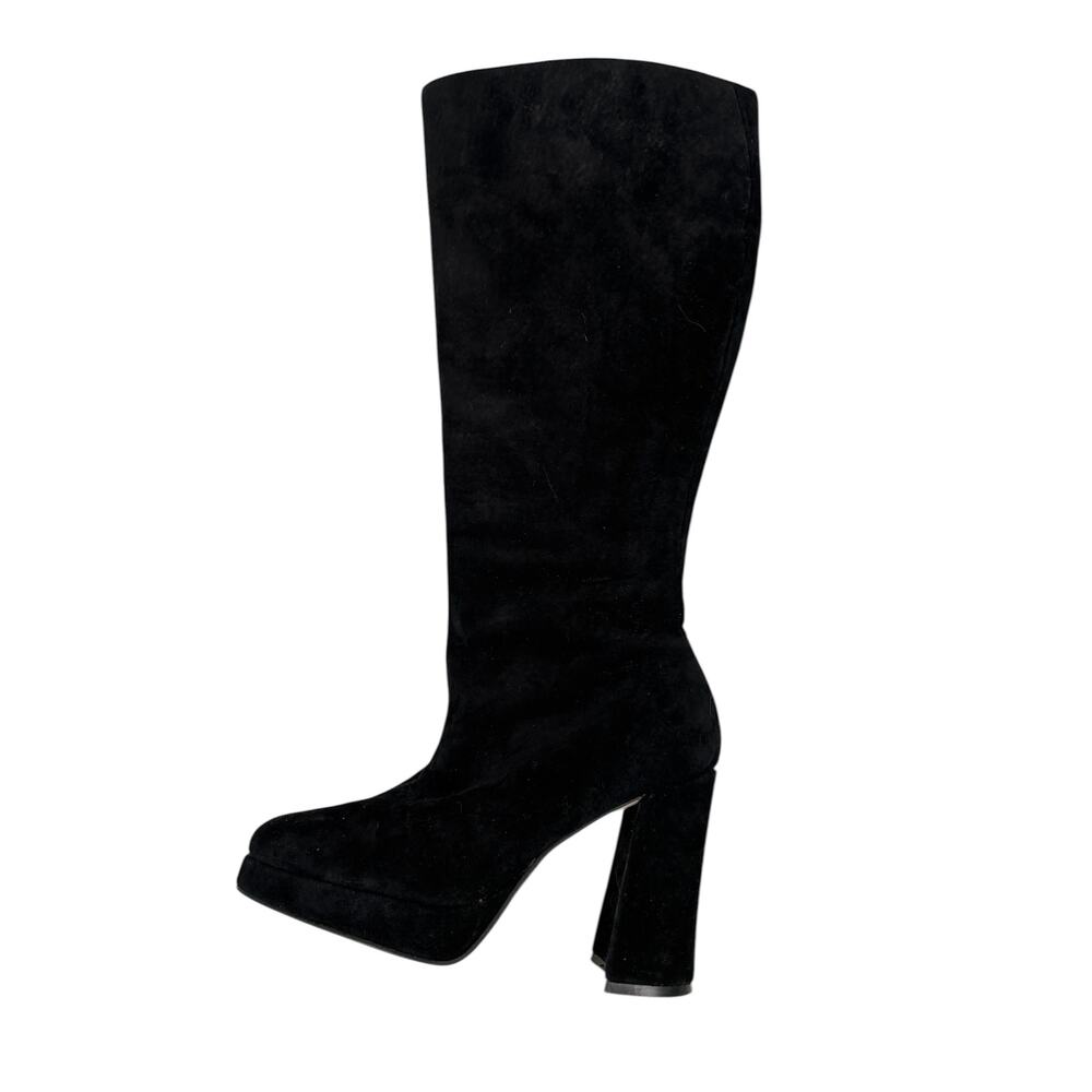 Colin‎ Stuart Knee High Platform Boots Womens 7 Black Suede Retro 70s